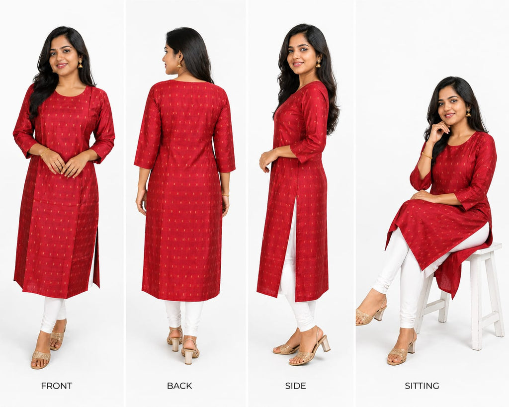 COTTON RED KURTI