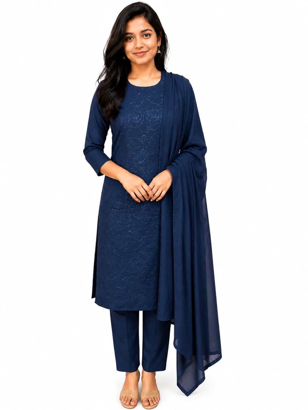 Embroidered Kurti Set with Dupatta | DESHVI FABRICS