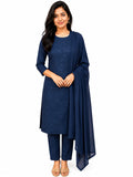 Embroidered Kurti Set with Dupatta | DESHVI FABRICS