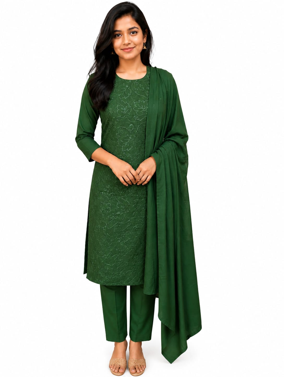 Embroidered Kurti Set with Dupatta | DESHVI FABRICS