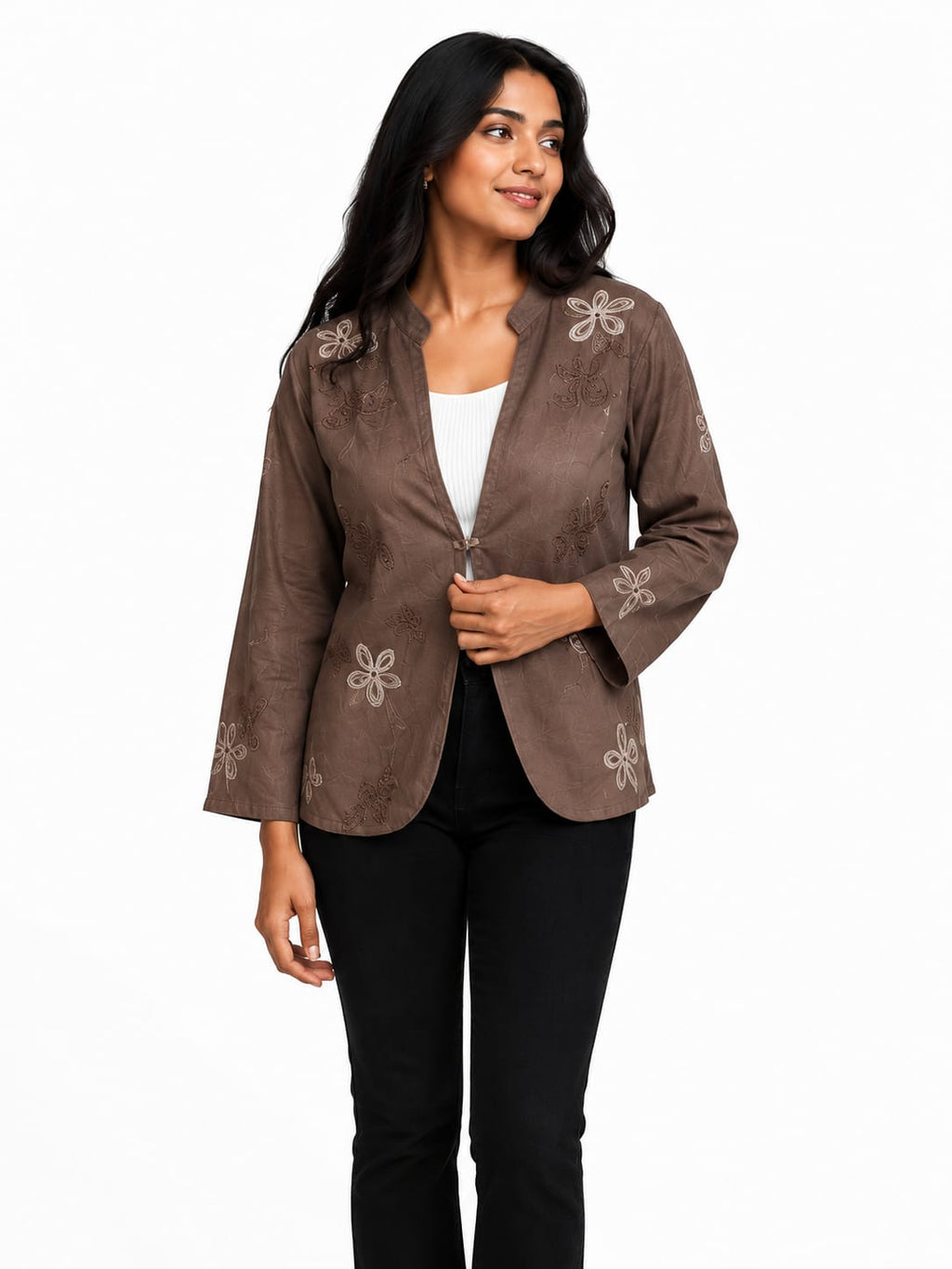 Women's Floral Embroidered Casual Short Top