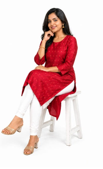 COTTON RED KURTI
